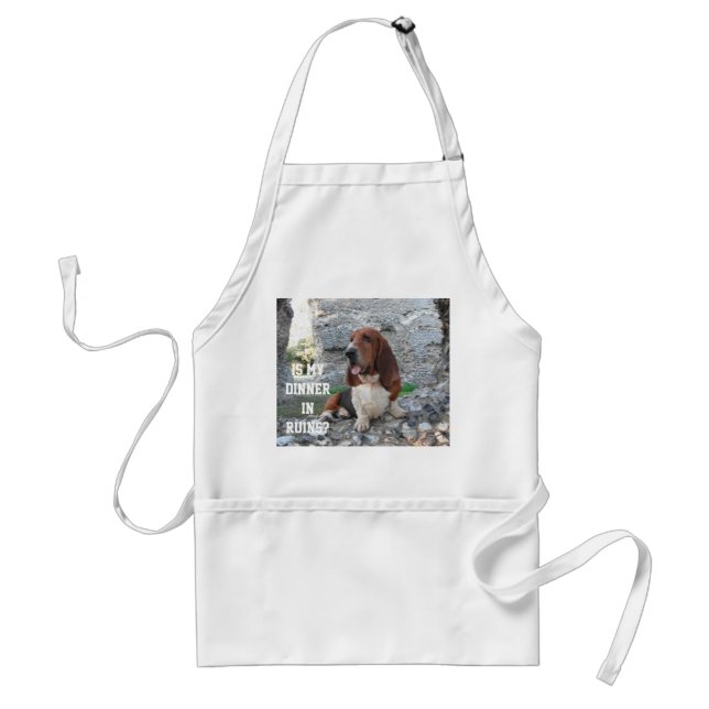 Apron With Basset Hound Visiting Castle Ruins (Front)