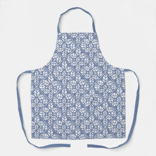 Apron with blue and white ovate leaf