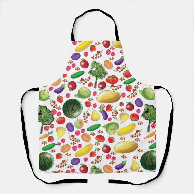 apron with fruits and vegetables for a vegetarian (Front)