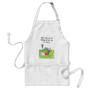 Apron with funny church sayings, animated