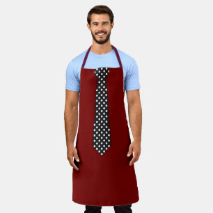 Apron With Polka Dot Tie Dk Red Barbecue Apron
