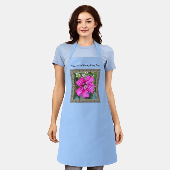 Apron with Stunning Magenta Hibiscus (Worn)
