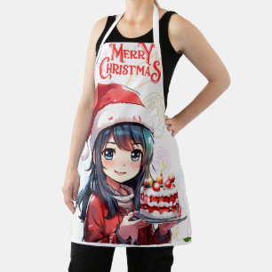 Aprons beautiful girl in a red polka christmas