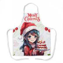 Aprons beautiful girl in a red  polka christmas