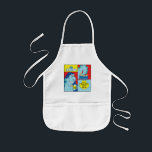 Aprons Children's Hanukkah Latke Eating Dinosaur<br><div class="desc">A Hanukkah children's apron. This "Latke Eating Dinosaur" makes a wonderful gift for any child this Chanukah. Use it for baking, crafts or play to make any child's day! To personalise simply delete text, "Eat and Spin with Katie" and replace with your own message. Choose your favourite font style, colour,...</div>