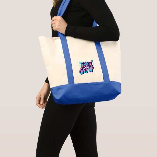 APRONS NEVER GIVE UP TOTE BAG (Front (Product))