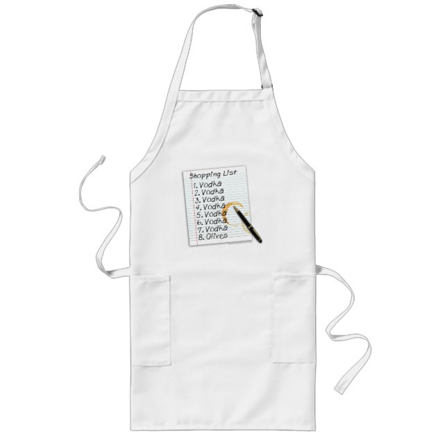 APRONS, VODKA SHOPPING LIST LONG APRON (Front)