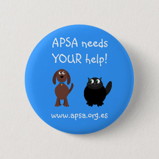 APSA Animal Protection Charity Cartoon Dog & Cat 6 Cm Round Badge