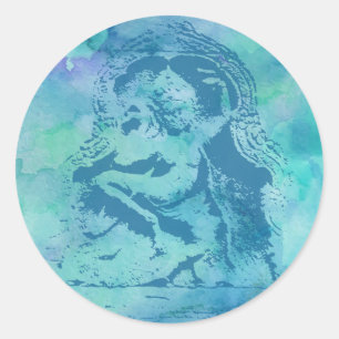 Apsara Blue Classic Round Sticker