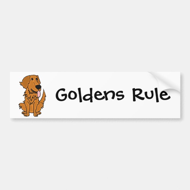 AQ- Funny Golden Retriever Dog Cartoon Bumper Sticker (Front)