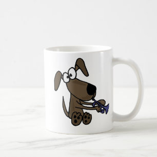 AQ- Funny Puppy Dog Playing Trumpet Cartoon Coffee Mug