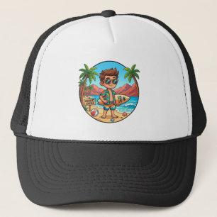 Aqaba Jordan Summer Vacation Boy Surfer Trucker Ha Hat