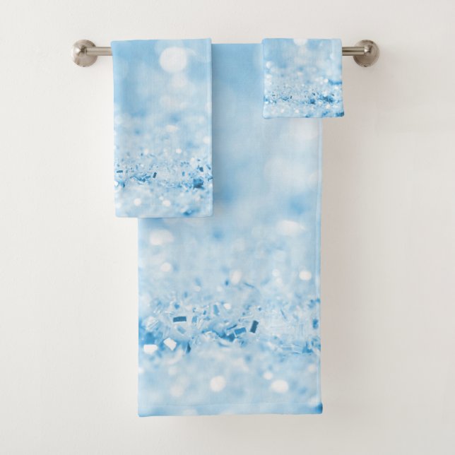 AQAU BLUE SPARKLE BUBBLE BATHROOM TOWEL (Insitu)