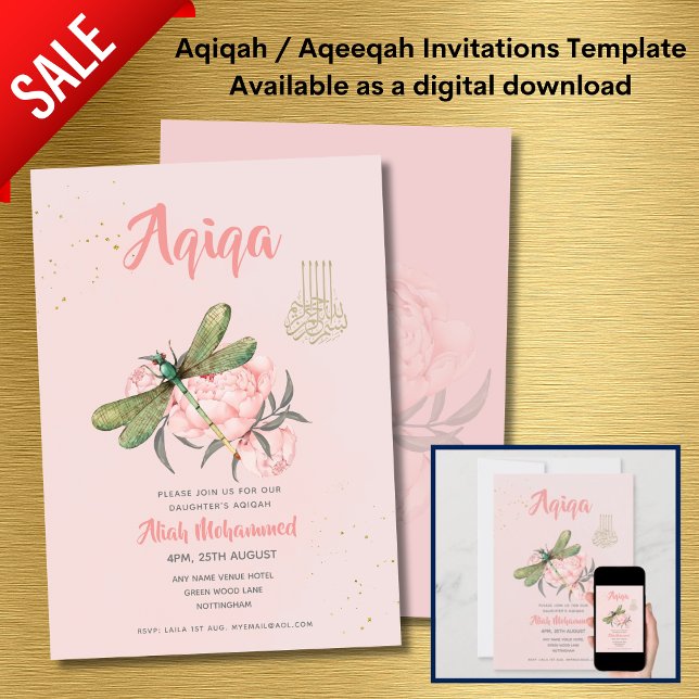 Aqiqa Invitation Templates Digital Dragonfly Girl (Creator Uploaded)