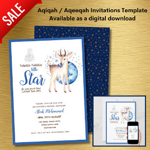 Aqiqah Aqeeqah Invitations Template Twinkle Star