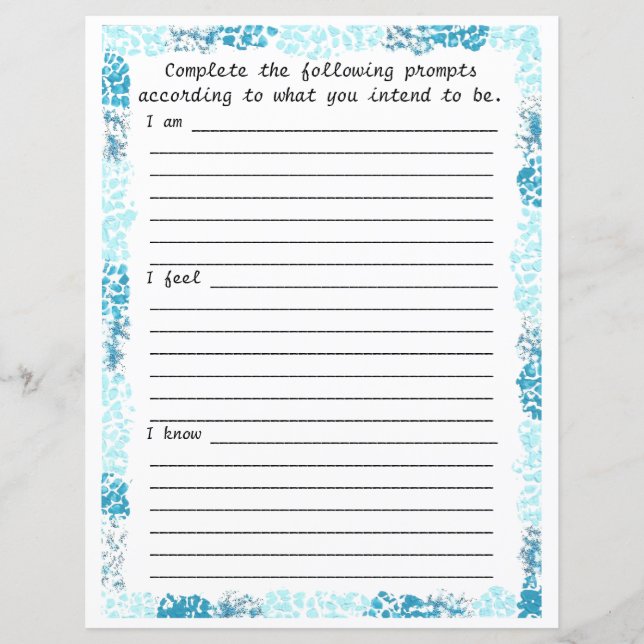 Aqua Abstract Frame, I am I feel I know stationery (Front)