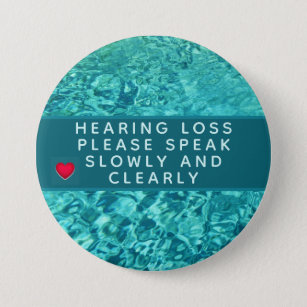 Aqua Abstract Heart Hearing Loss 3 Inch 7.5 Cm Round Badge