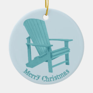 Aqua Adirondack Chair Your Text Ceramic Tree Decoration