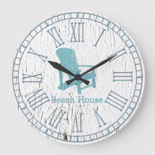 Aqua Adirondack Chair Your Text Large Clock