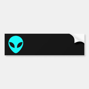 Aqua Alien Head Bumper Sticker