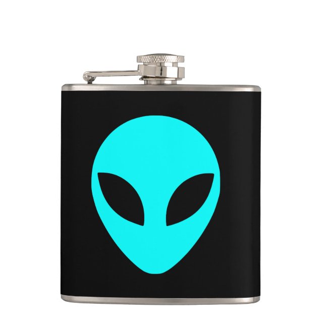 Aqua Alien Head Hip Flask (Front)