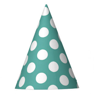 Aqua All White Dots Party Hat