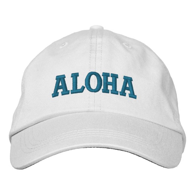 Aqua Aloha Embroidered Hat (Front)