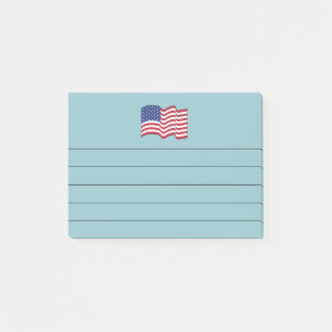 Aqua American Flag Post It Notes Gift 