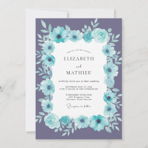 Aqua Amethyst Petal Wedding Invitation