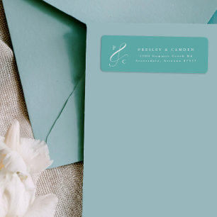 Aqua Ampersand Monogram Return Address Labels