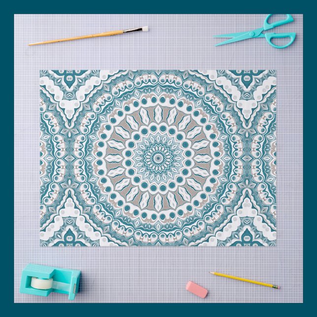 Aqua and Beige Mandala Pattern Design Tissue Paper (Creator Uploaded)