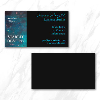 Aqua and Black Book Cover Author Business Card