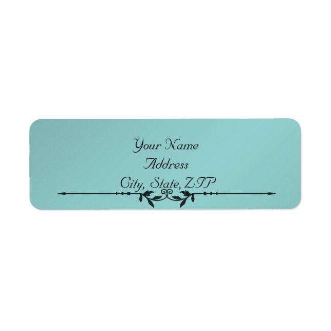 Aqua and Black Elegant Return Address (Front)
