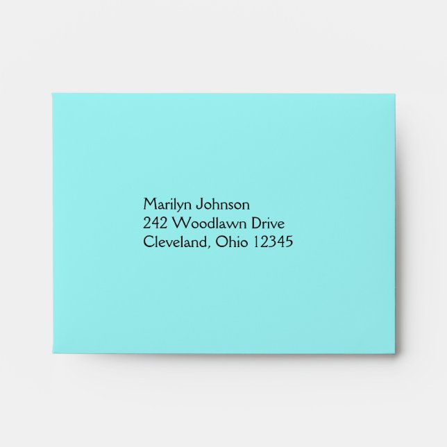 Aqua and Black Envelope for RSVP Card (Front)
