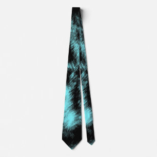 Aqua and Black Modern Art Tie
