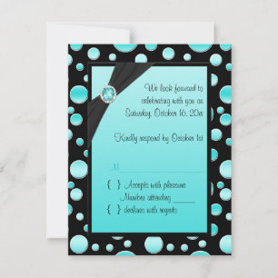 Aqua and Black Polka Dot RSVP Card