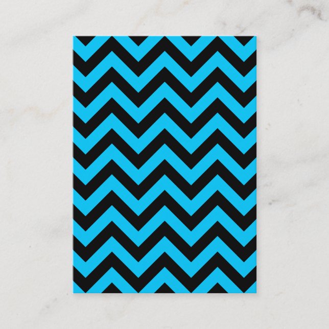 Aqua and Black Zig Zag Business Card (Front)