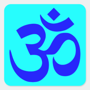 Aqua and Blue Om Symbol Square Sticker