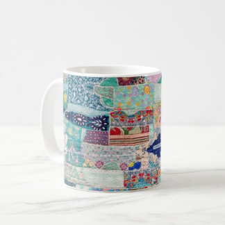 Aqua and Blue Quilt Tapestry Design Coffee Mug