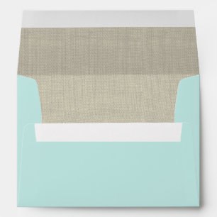 Aqua and Burlap Envelope
