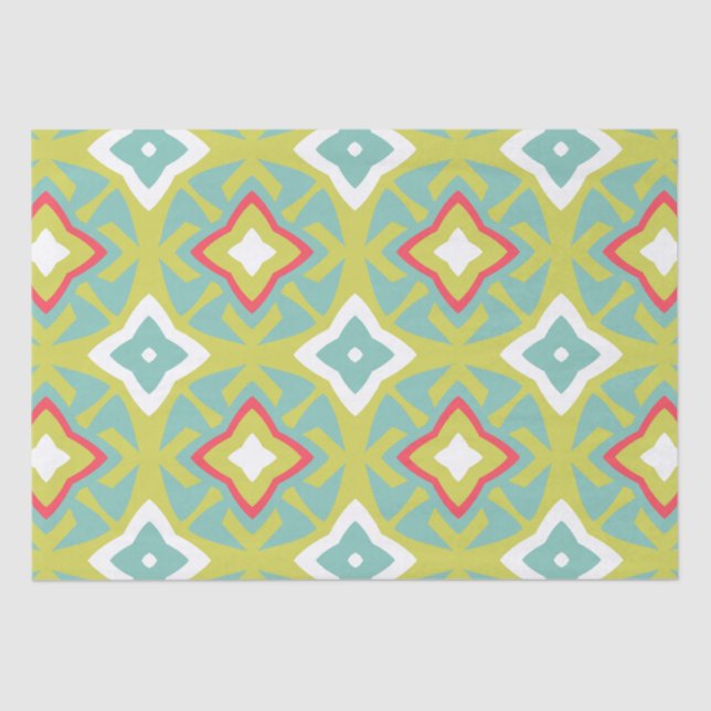 Aqua and Chartreuse Tiki Tissue Paper (Front)