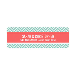 Aqua and Coral Modern Chevron