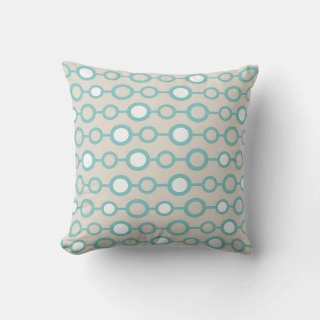 Aqua and Cream Circles Cushion (Front)