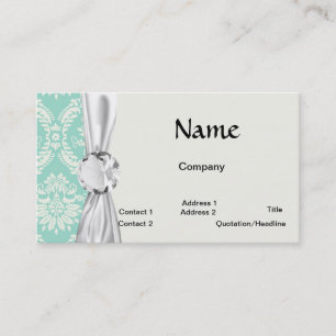 aqua and cream fleur elegant damask business card