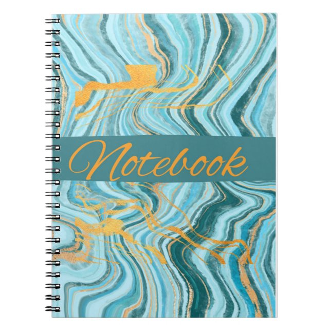 aqua and gold colour notebook  (Front)