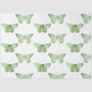 Aqua and Gold Floral Design 2 Tissue Paper