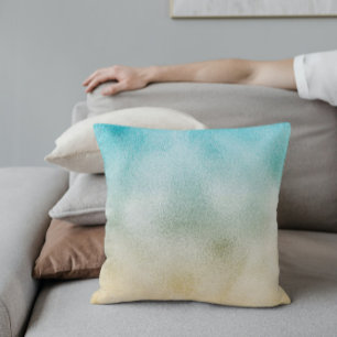 Aqua and Gold Ombre Foil Cushion
