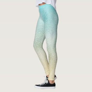 Aqua and Gold Ombre Foil Leggings