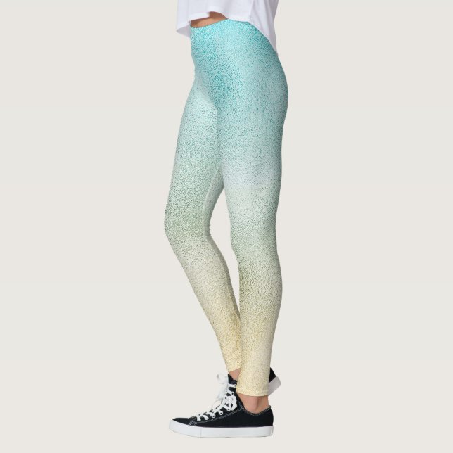 Aqua and Gold Ombre Foil Leggings (Left)