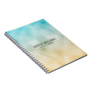 Aqua and Gold Ombre Foil Notebook